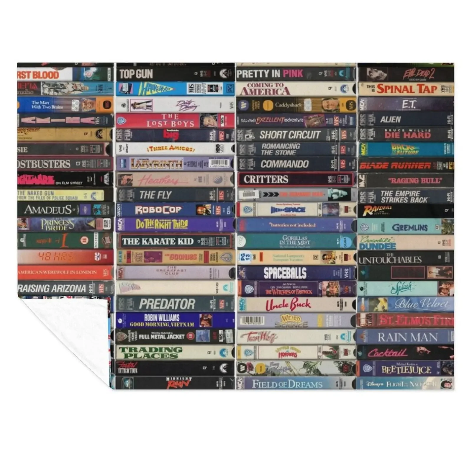 

Greatest Films of the1980s - Vintage 80s VHS Cassette Print Throw Blanket Retros Personalized Gift Stuffeds Tourist Blankets