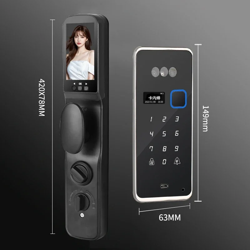 Embedded Face Recognition Intelligent Smart Door Lock Wifi Fingerprint Password Electronic Wooden Lock