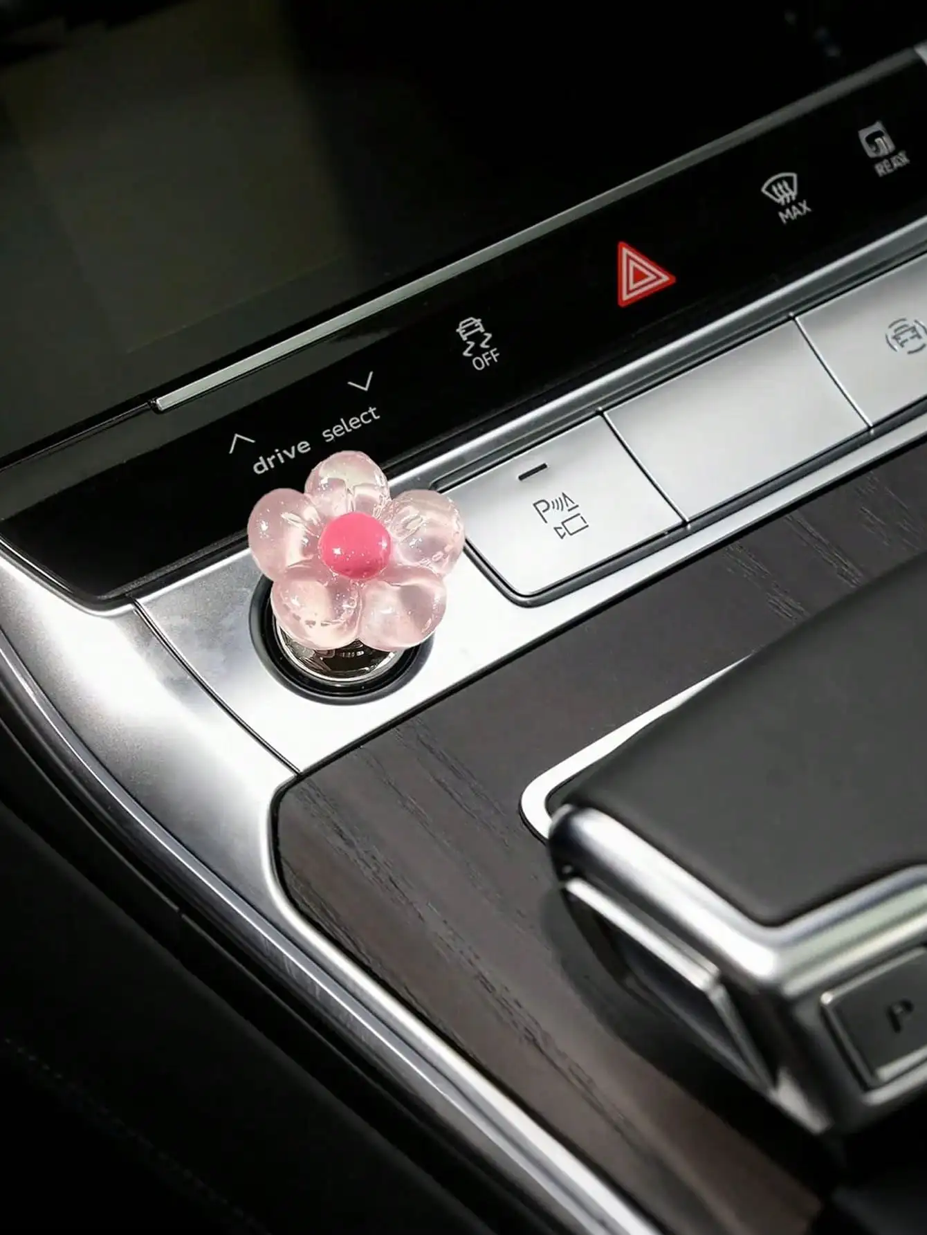 Resin Flower Car Start Button Cover with Double-Sided Tape, Cute Interior Decor for Women