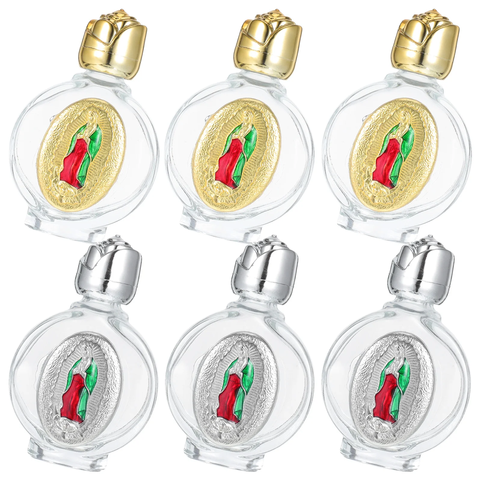 

6Pcs Unique Rose Design Glass Holy Water Bottles Versatile Use for Holy Water Essential Oils Perfume Catholic Baptism Bottle