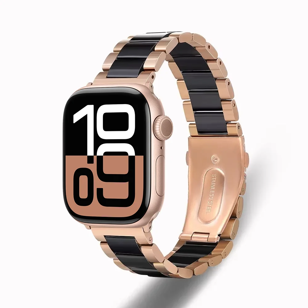 حزام معدني + سيراميك لساعة أبل 49 مللي متر 42 مللي متر 46 مللي متر 45 مللي متر 41 مللي متر 40 مللي متر 44 مللي متر سوار مريح iWatch Ultra 10 9 8 7 6 5 4 SE Band