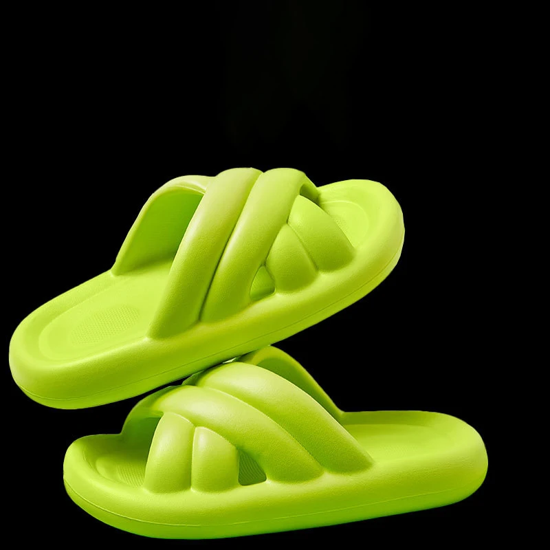 

Сланцы женские на мягкой подошве, удобные сандалии карамельных цветов, с перекрестными ремешками, Нескользящие, летняя обувь для дома, 2023