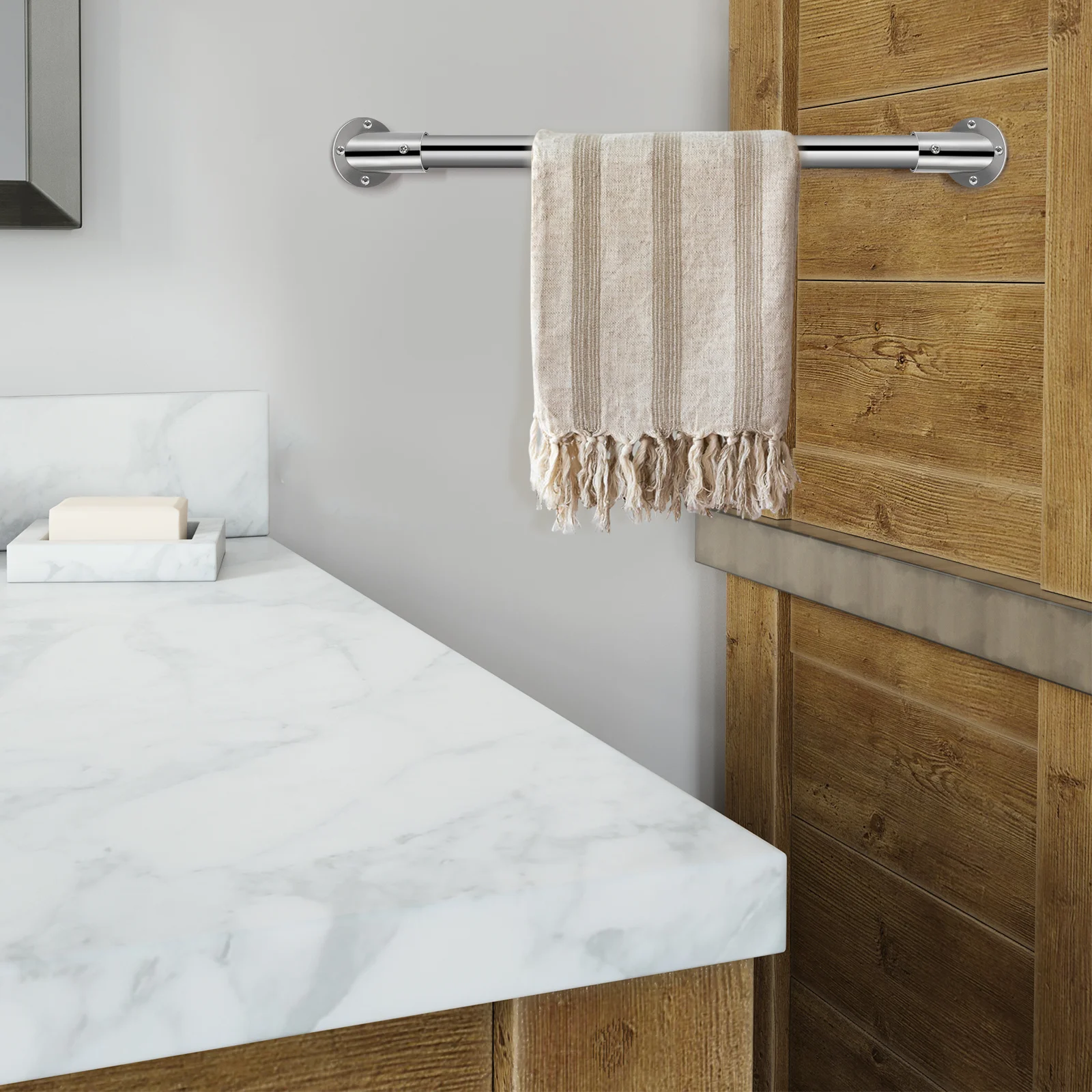 

2pcs Stainless Steel Wardrobe Rod Socket Closet Rod Flange Support Holder Bracket For Bathroom Bedroom Kitchen Towel Bar End