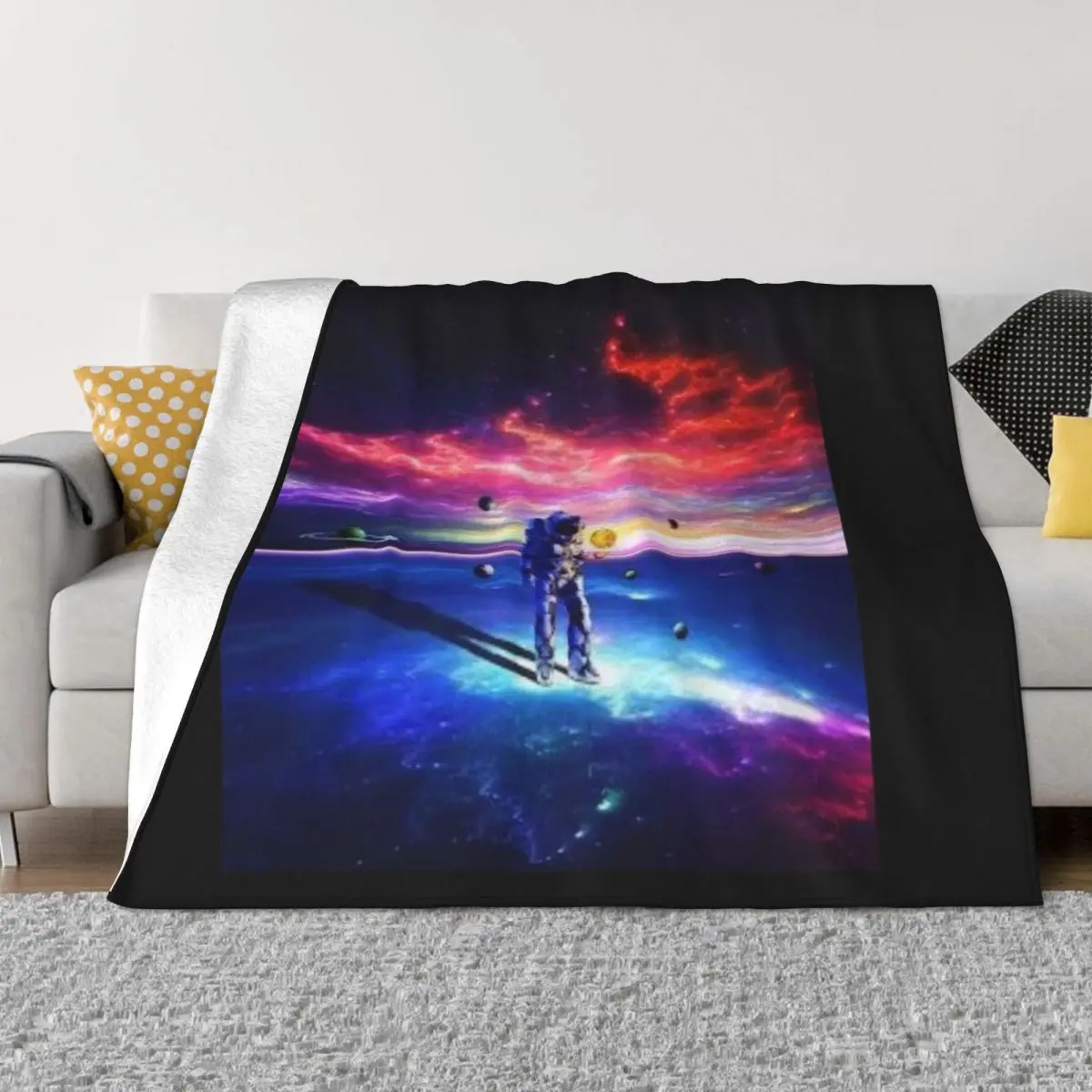 

Astronaut and planets Throw Blanket throw blanket for sofa Hair Blanket Travel Blanket Flannels Blanket