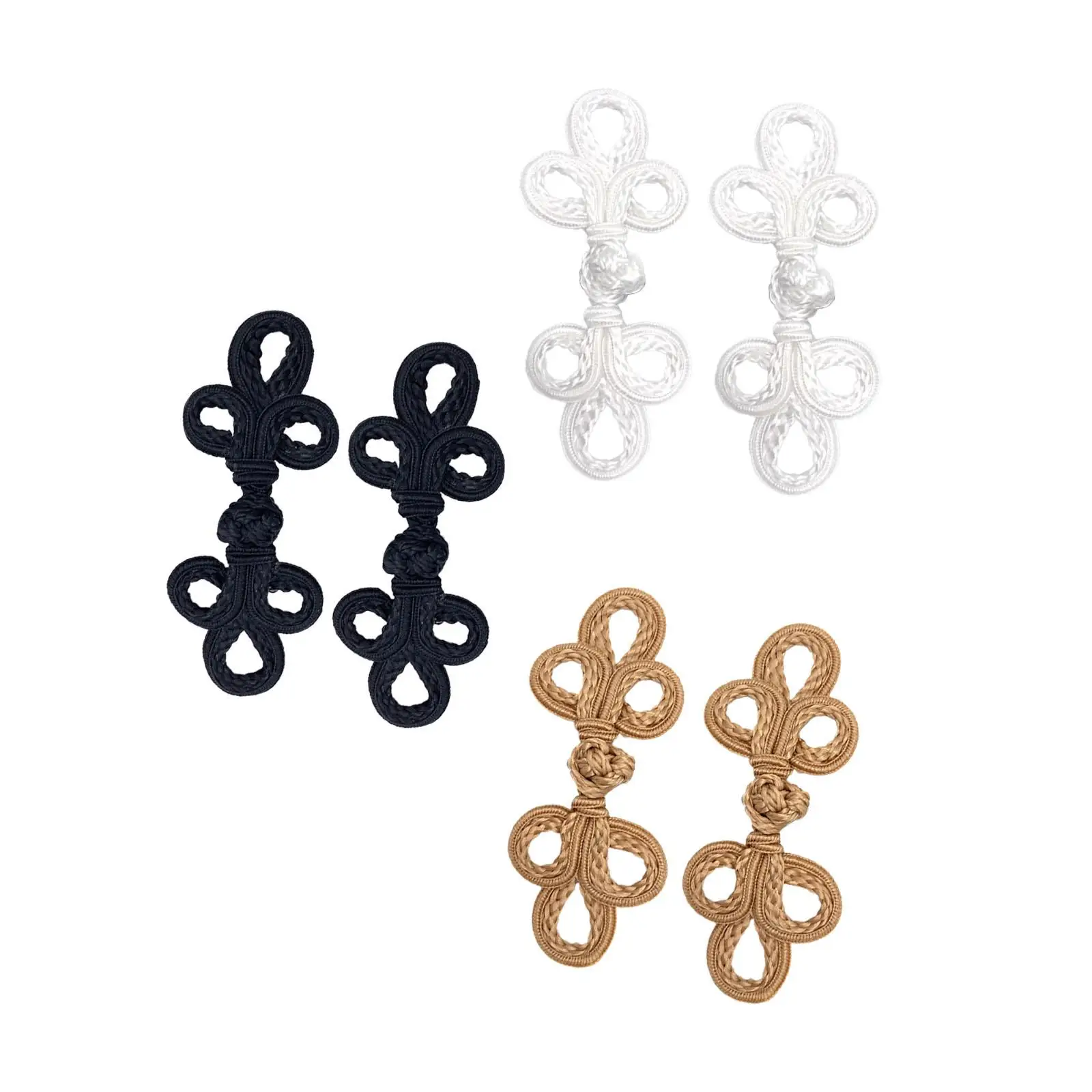 Chinese Knot Frog Button Nylon Sewing Fastener Traditional Decorative Closure Accessory for Sweater Cheongsam Cape Blouse