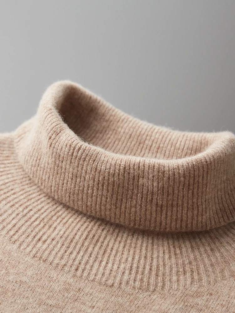 

Autumn Winter Basic Men's Wool Pullover Turtleneck Warm Sweater Smart Casual Cashmere Jumper 100% Merino Wool Knitwear Tops