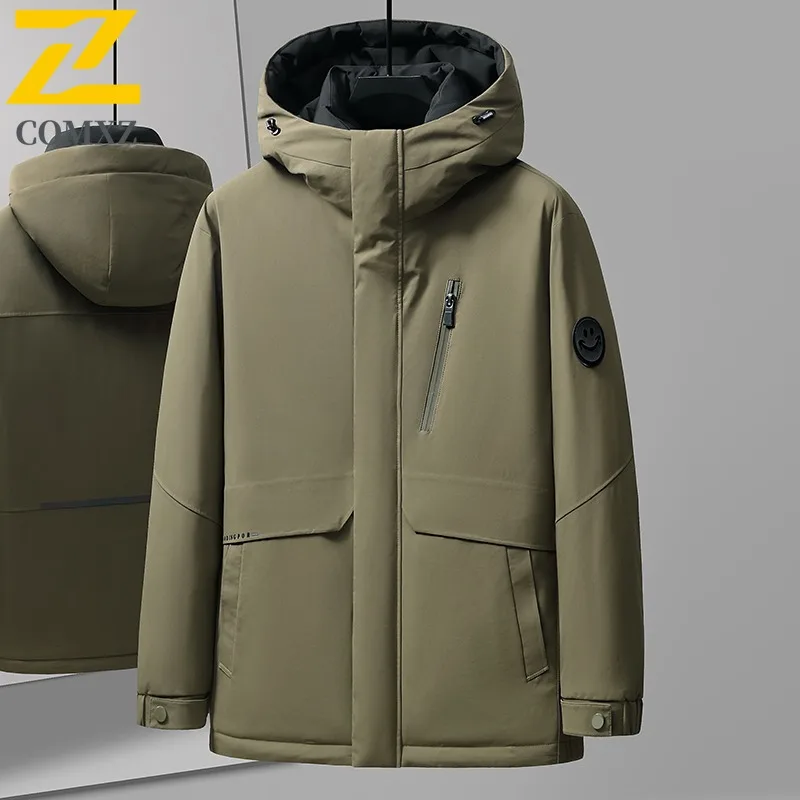 COMXZ Men Puffer Jacket New Outdoor Commuting Cold Protection Warm Lightweight Coat Fashion Travel Windproof Winter Garment