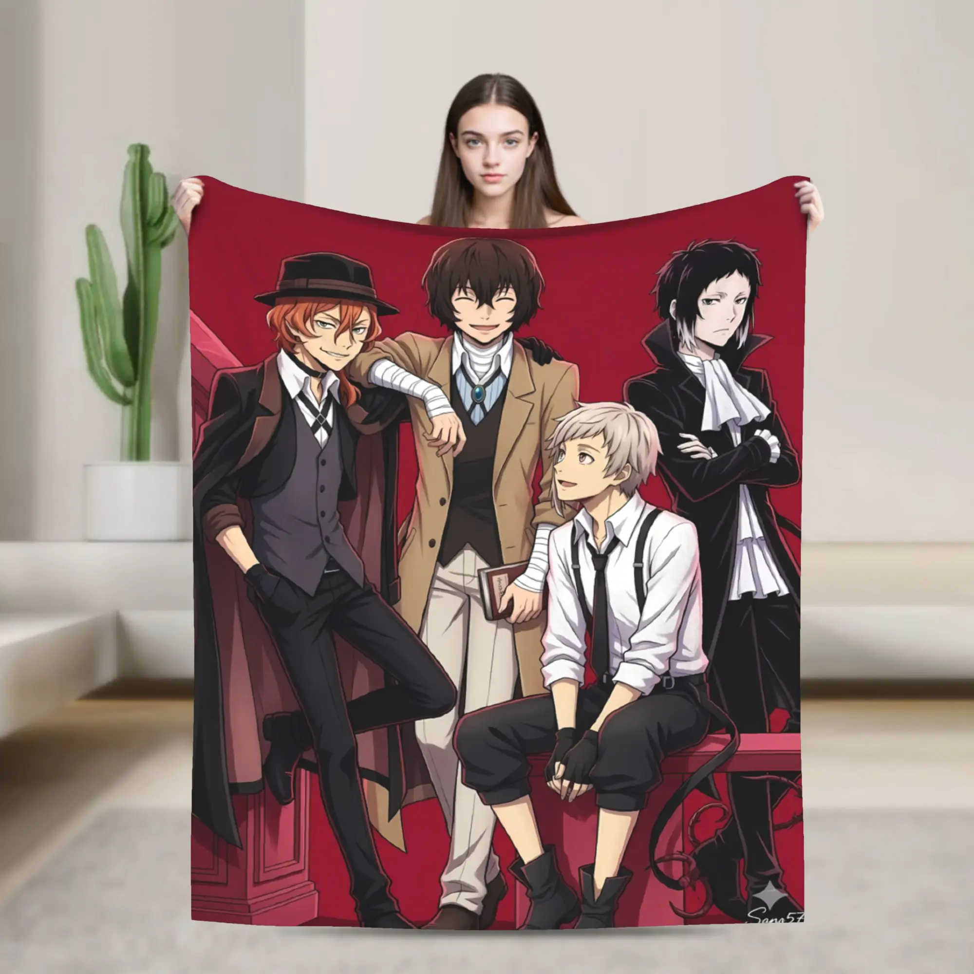 Bungo Stray Dogs Blanket Quality Warm Soft  Throw Blanket Spring Decorative Couch Chair Fashion Bedspread