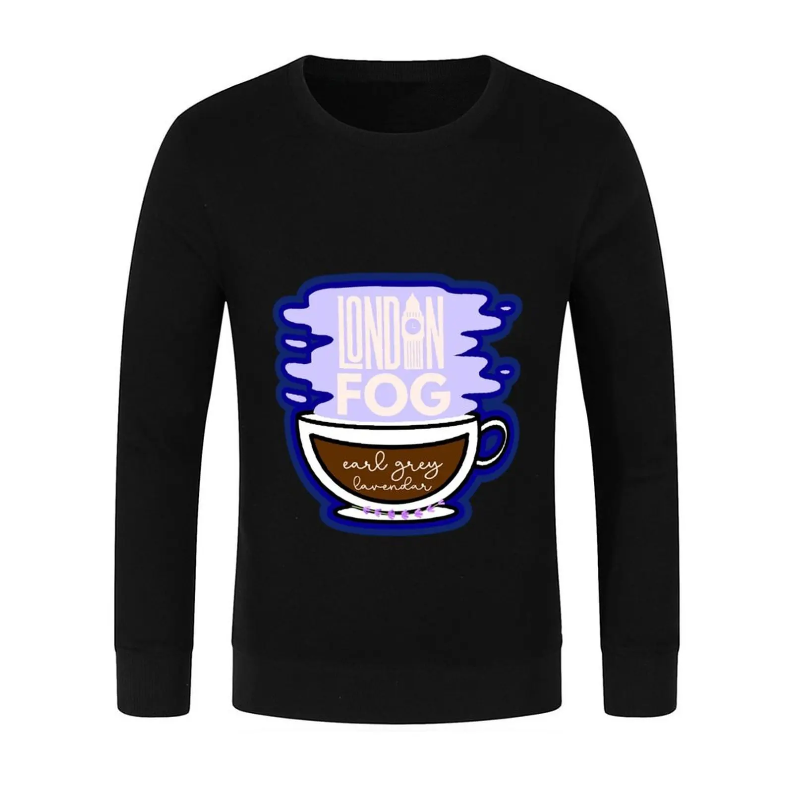 لندن الضباب لطيف فنجان الشاي الخزامى لاتيه البلوز الرجال العرق قميص مجموعة الخريف الشتاء الملابس رياضية البلوز الرجال