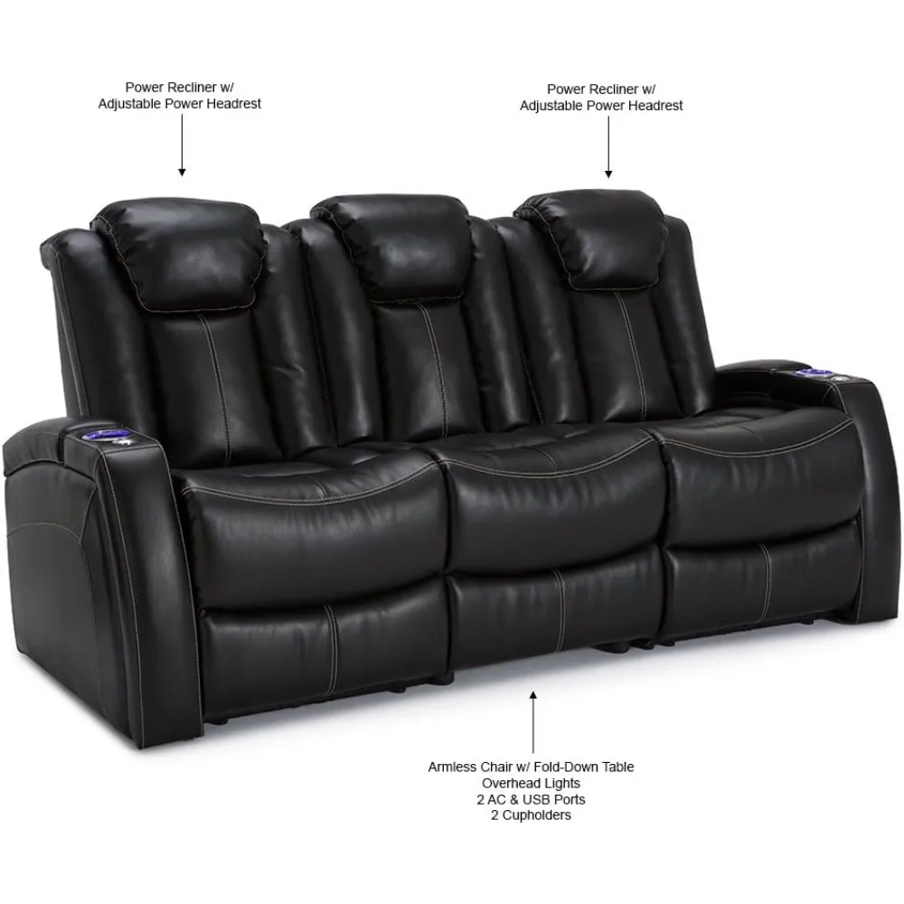 Home Theater Seating , Living Room - Leather Gel - Power Recline - Power Headrests, AC and USB Charging