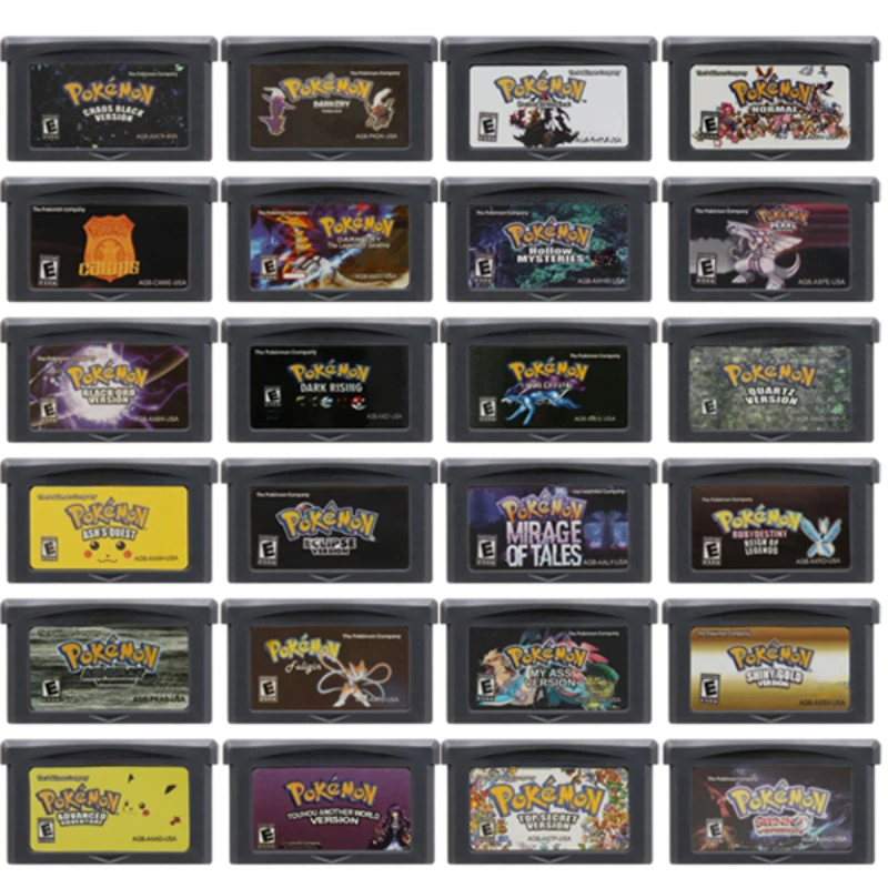 

Pokemon GBA series game cartridge,32-bit video game console card,Fuligin AshGray Liquid Crystal My Ass US version. For GBA NDS