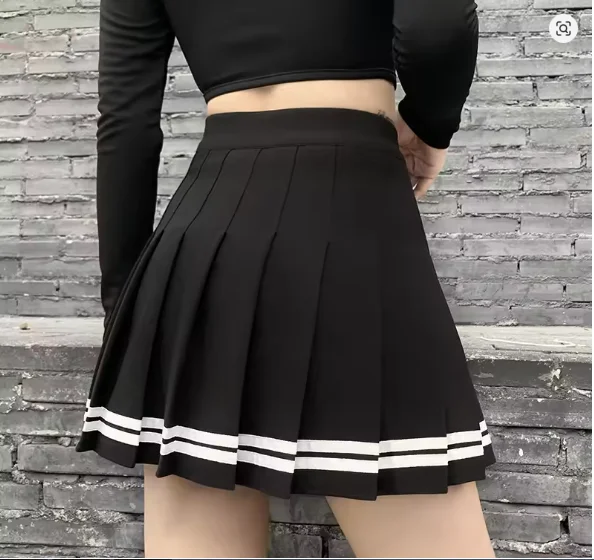 Gonna uniforme patchwork stile coreano Harajuku JK Gonne a pieghe nere Streetwear gotico Minigonna a vita alta Gonna punk da donna