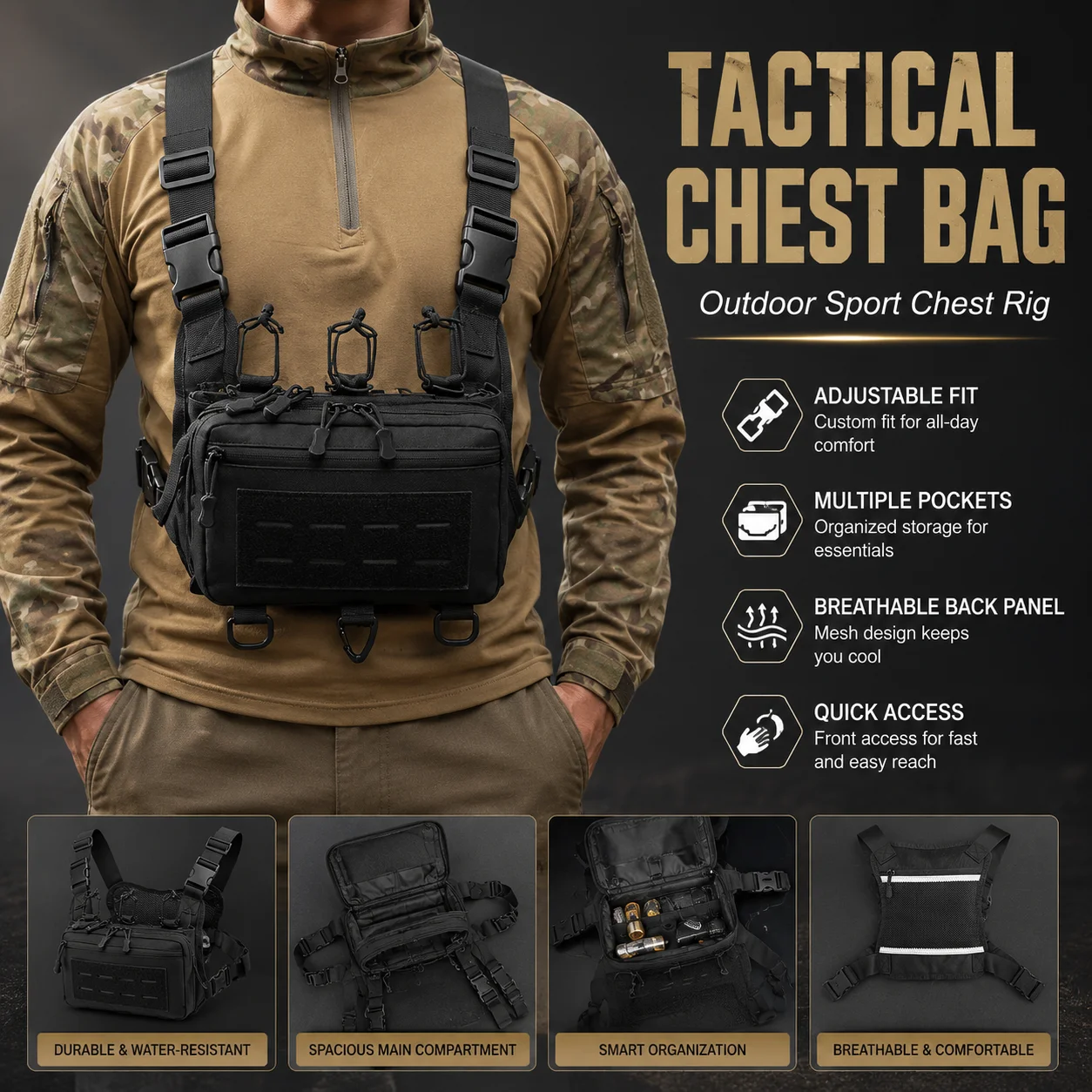Outdoor Sport Bag - Taktyczna torba na klatkę piersiową, sportowa