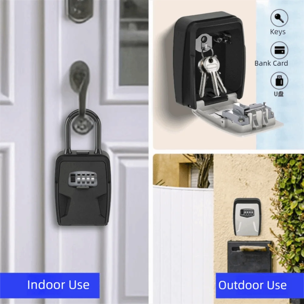 

Wall Mounted Key Safe Box Passwords Code Large Capacity 4 Digit Combination Key Box Resettable Security Lock Key Lock Safe Box