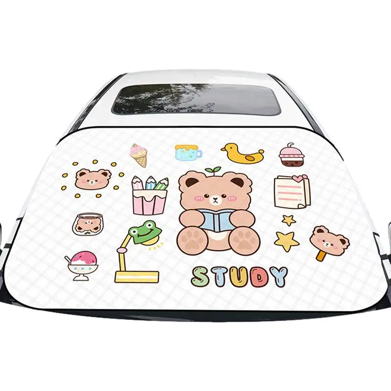 

Автомобильный чехол для снега с мультяшным узором, автомобильные снежные чехлы на лобовое стекло, универсальные автомобильные аксессуары для автомобилей, грузовиков, внедорожников MPV