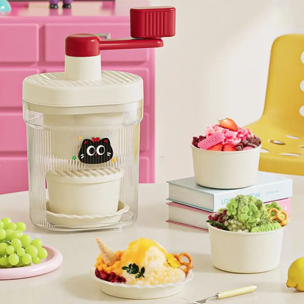 

Mini Manual Shaved Ice Machine Hand Crank with Bowl Ice Crushers Plastic Smoothie Maker Food Stalls