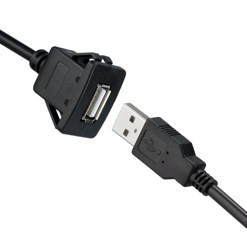 Car Dashboard Extension Cable USB Panel Waterproof Cable Usb2.0 Male To Female Car Extension Cable 1m