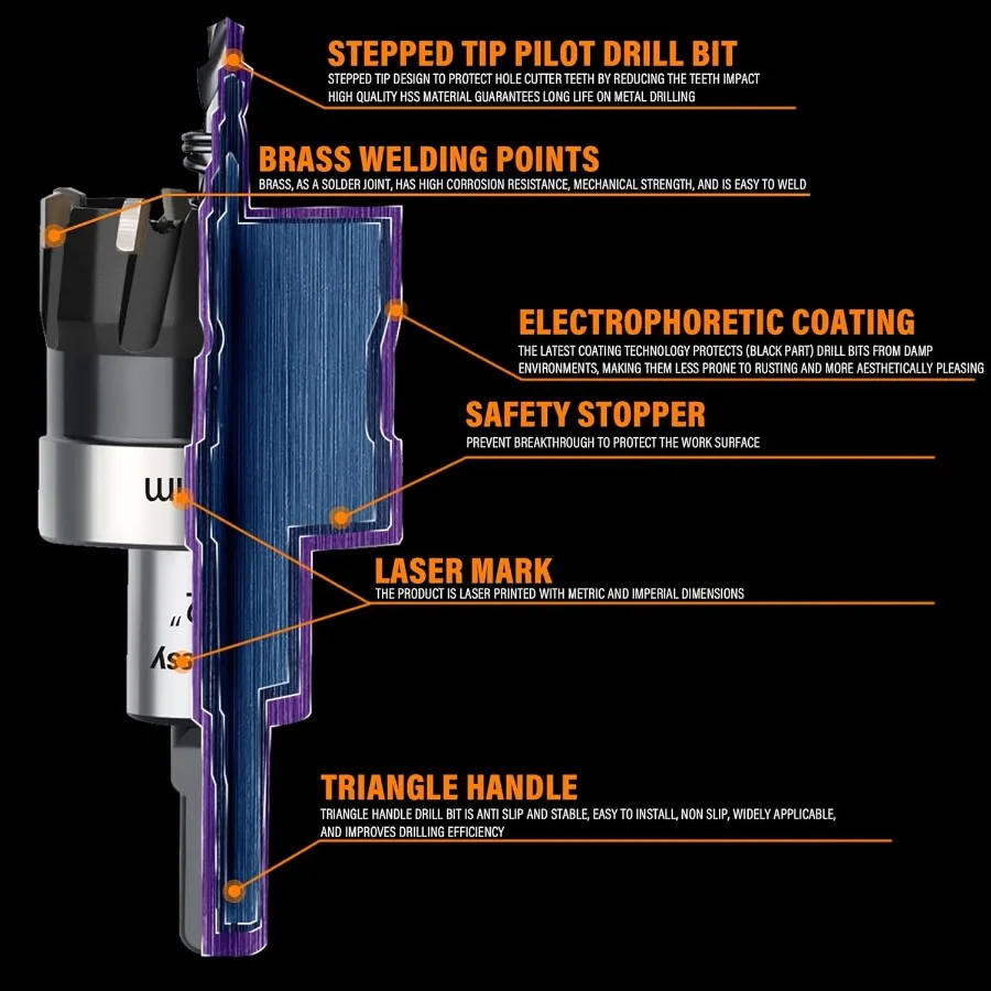 كربيد هول المنشار عدة للمعادن TCT هول المنشار مجموعة لقمة مثقاب ثقب القاطع عدة للفولاذ المقاوم للصدأ 4 قطعة 3 4 إلى 11 2 مثالية للدقة