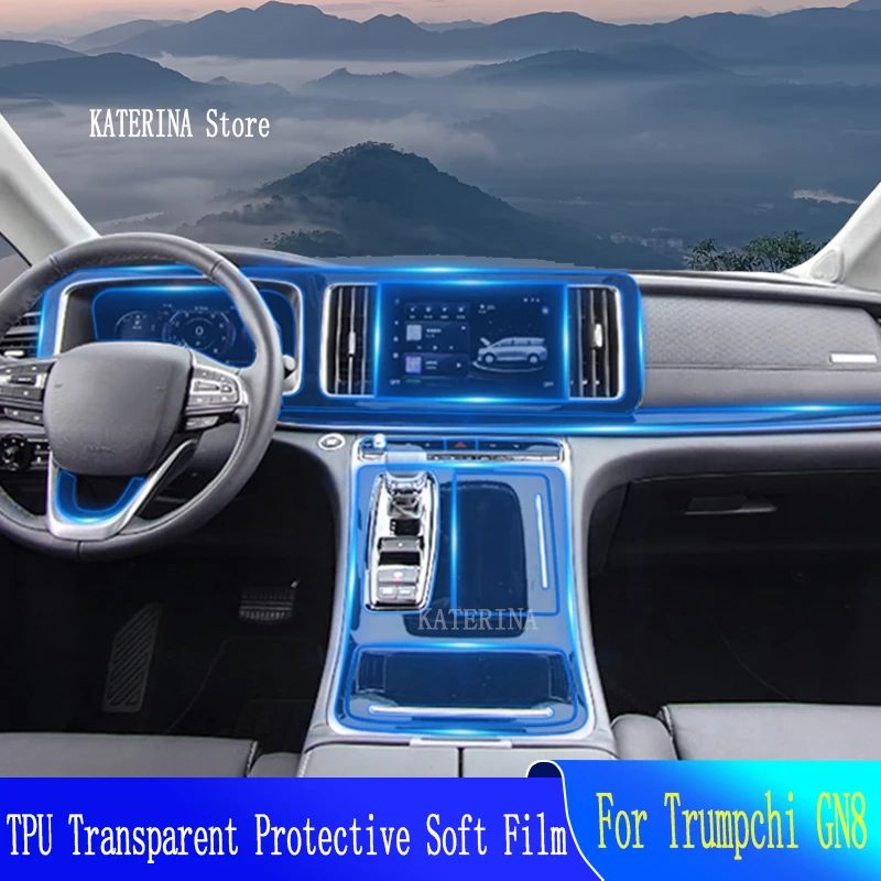 

For Trumpchi GAC MOTOR GN8 2021-2023 Anti-scratch Car Interior Intrcment Center Console Transparent TPU Protective Film