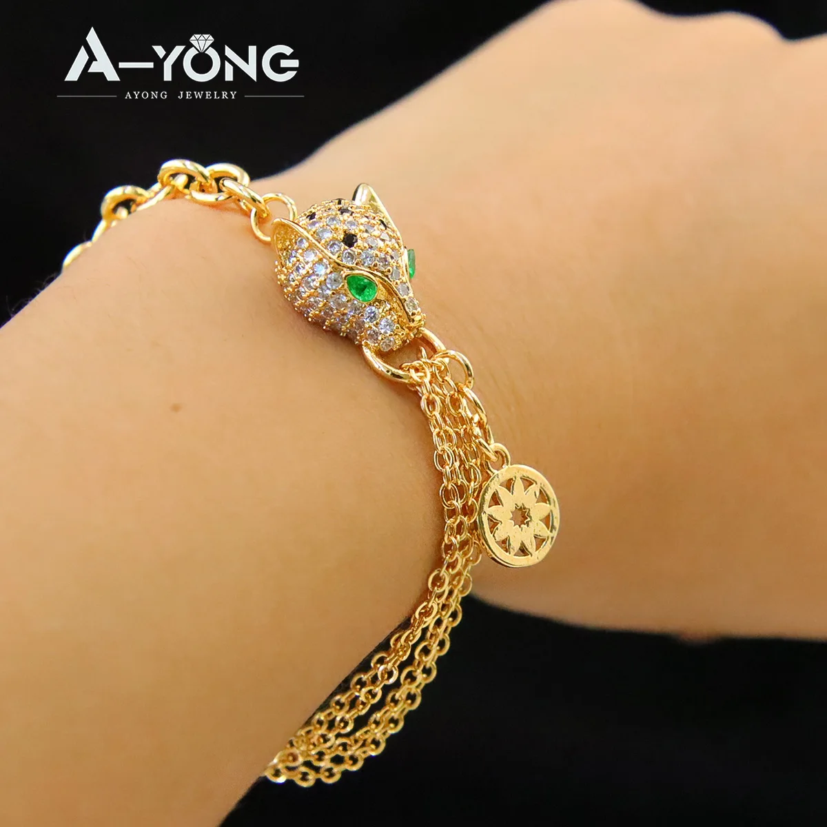 Luxury Dubai Gold Color Leopard Jewelry Set 21k Gold Plated Zircon Panther Necklace Bracelet Earrings Punk Vintage Jewelrys