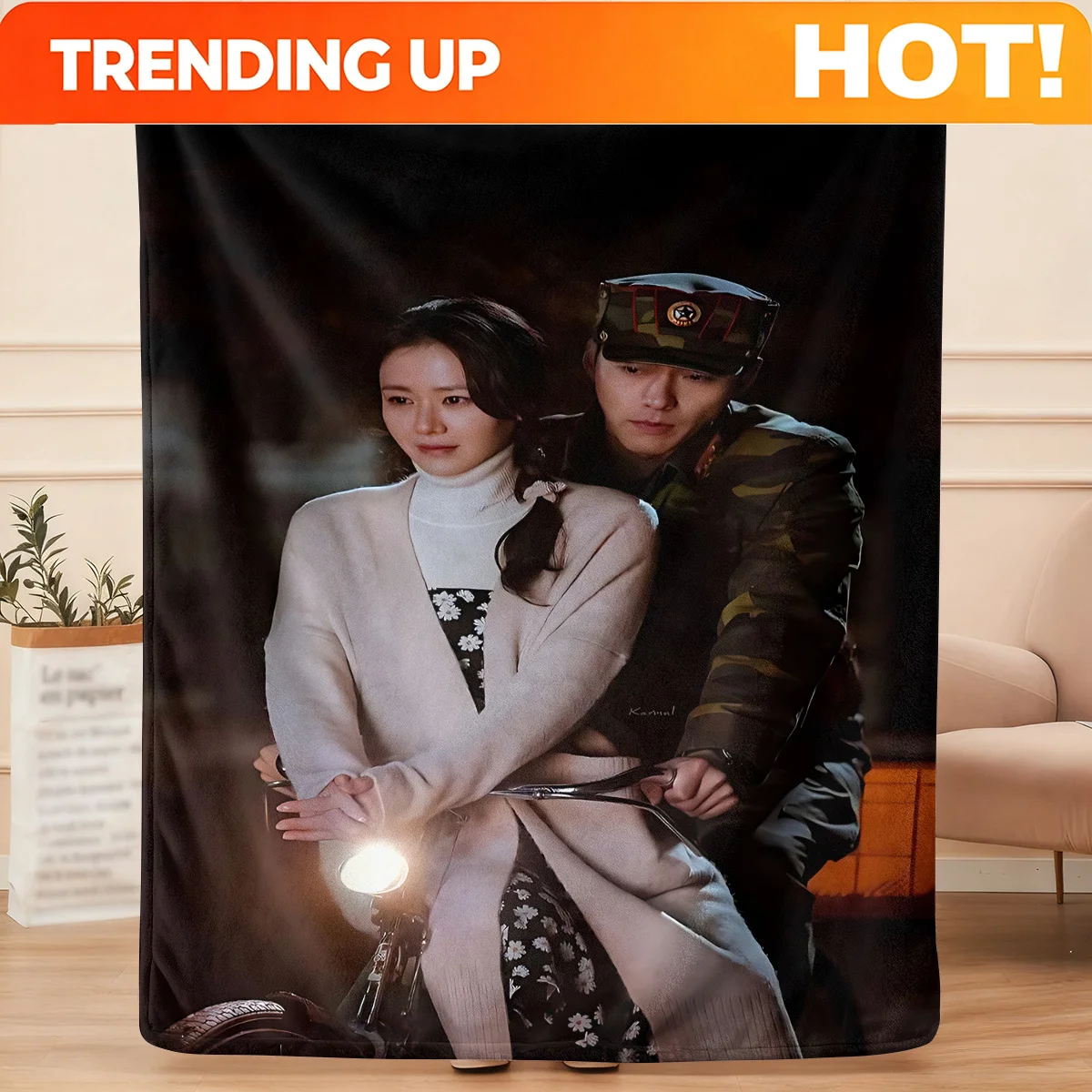 Customize Crash Landing on You Fleece Blanket, Soft And Durable for All Seasons, a Cozy Blanket Suitable for The Bed, Sofa, Trav