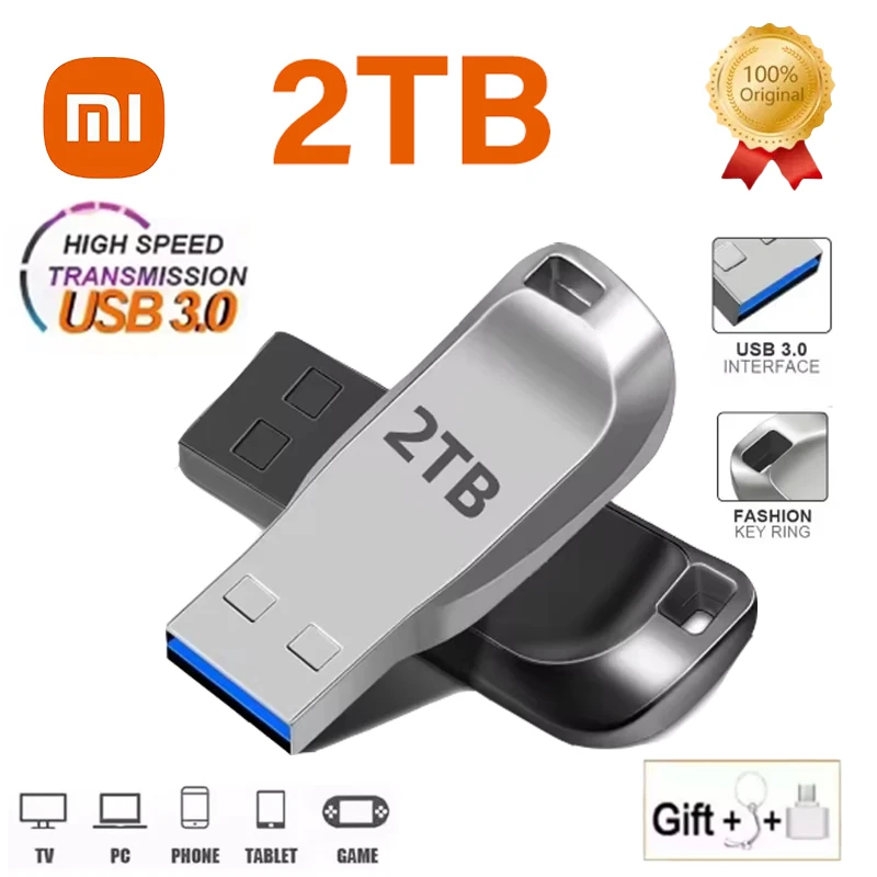 Xiaomi 2 ТБ флэш-накопитель USB 3.2 сверхвысокоскоростной переносной мини-металлический водонепроницаемый U-диск 1 ТБ 512 ГБ портативный флэш-накопитель Memoria USB