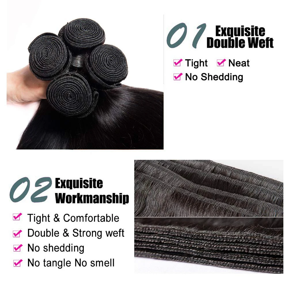 32 インチ骨ストレート人毛織りバンドル 14 A ブラジルナチュラルカラー 100% レミー人毛エクステンション 1 3 4 バンドル横糸