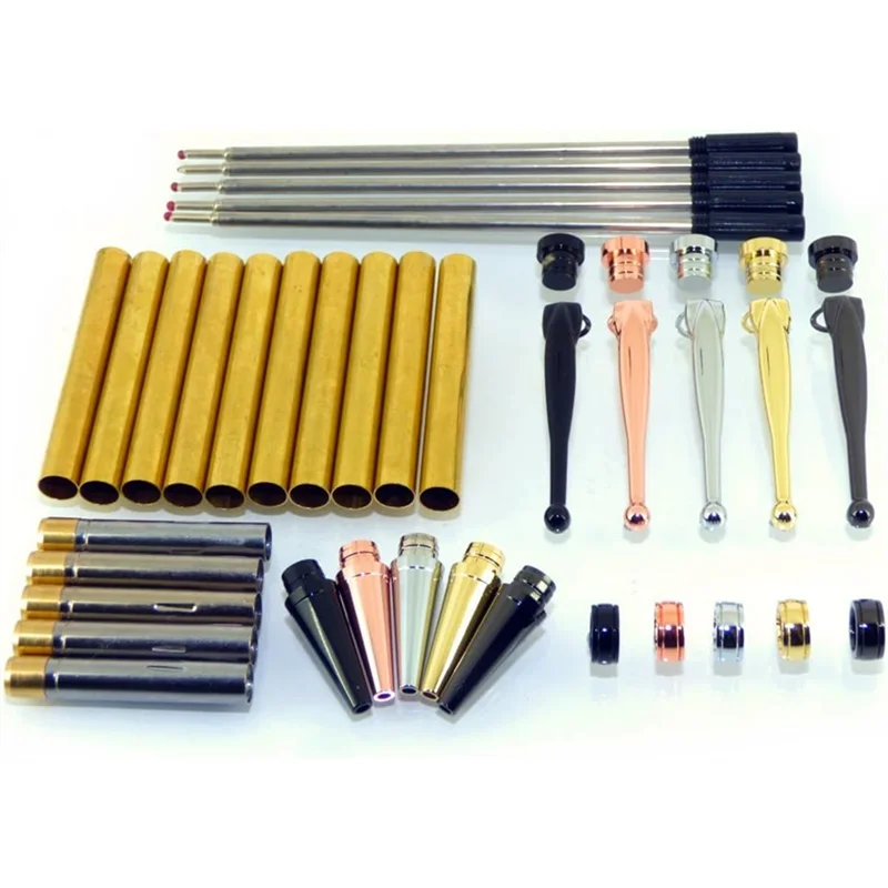 

AT82-Fancy Slimline Woodturning Crafts Pen Kit Set Of 5 Mixed Colours, Twist Mechanism