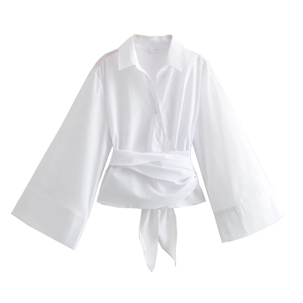 Chemise polyvalente en popeline à double boutonnage pour femmes, mode européenne et américaine, printemps, été, nouveau, 2024ZAR