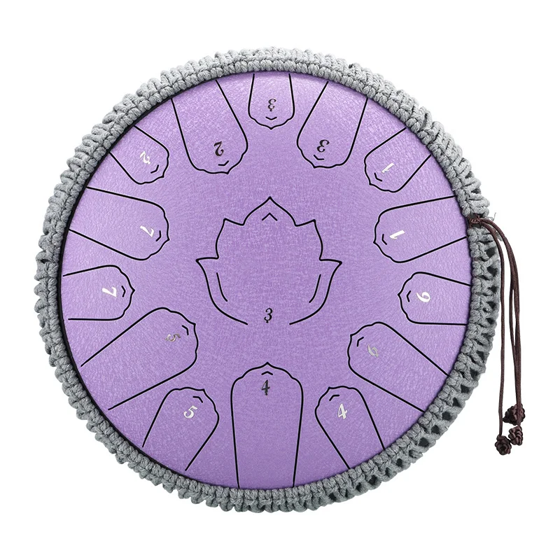 Hluru Music Drum 15 Notes Glucophone Steel Tongue Drum 13 Inch 15 Notes C Tone Ethereal Drum Percussion Musical Instruments