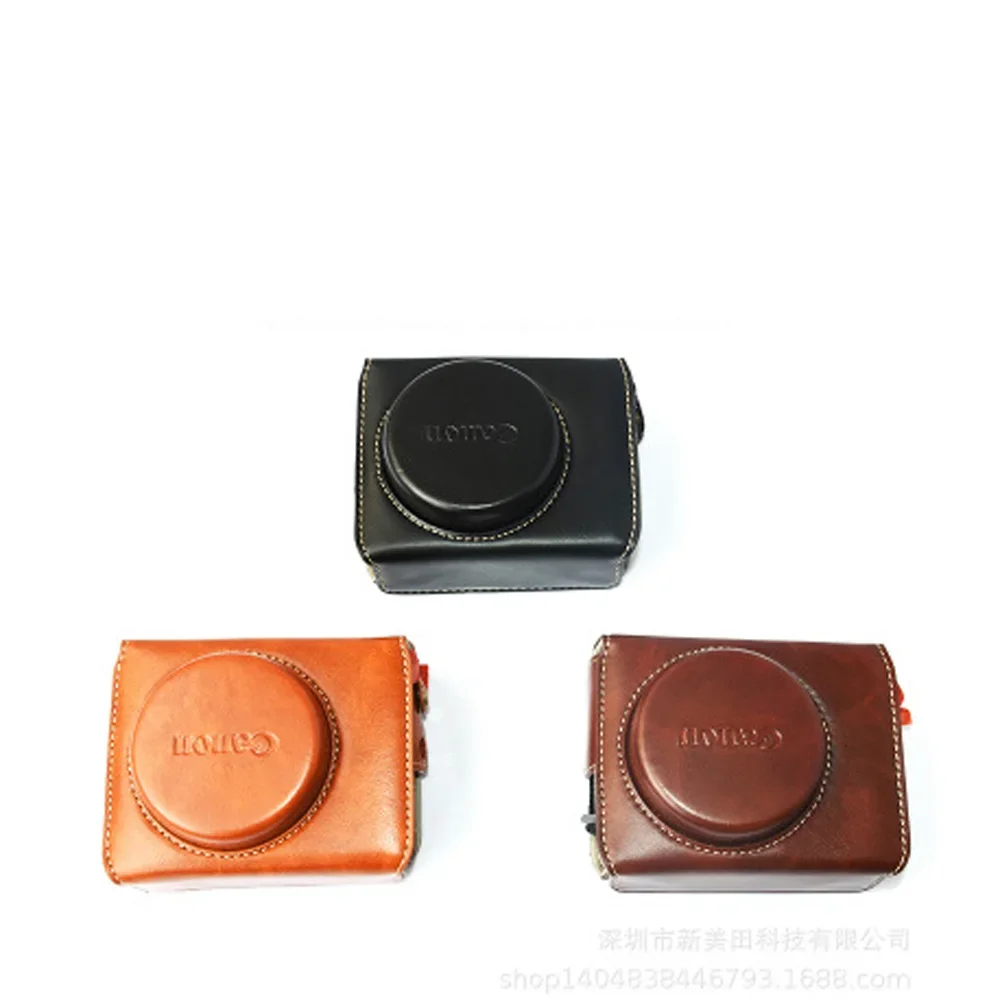 For Canon G7X2 G7X3 Case Camera Case Cover Hard PU Leather Bag Protector Belt