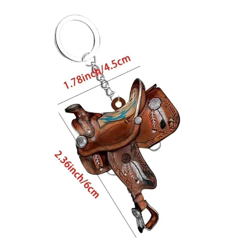 Saddle Shape Acrylic Key Ring Mini Key Chain Hook Fashion Western Cowboy Saddle Acrylic Pendant For Horses Lover Gift Decoration