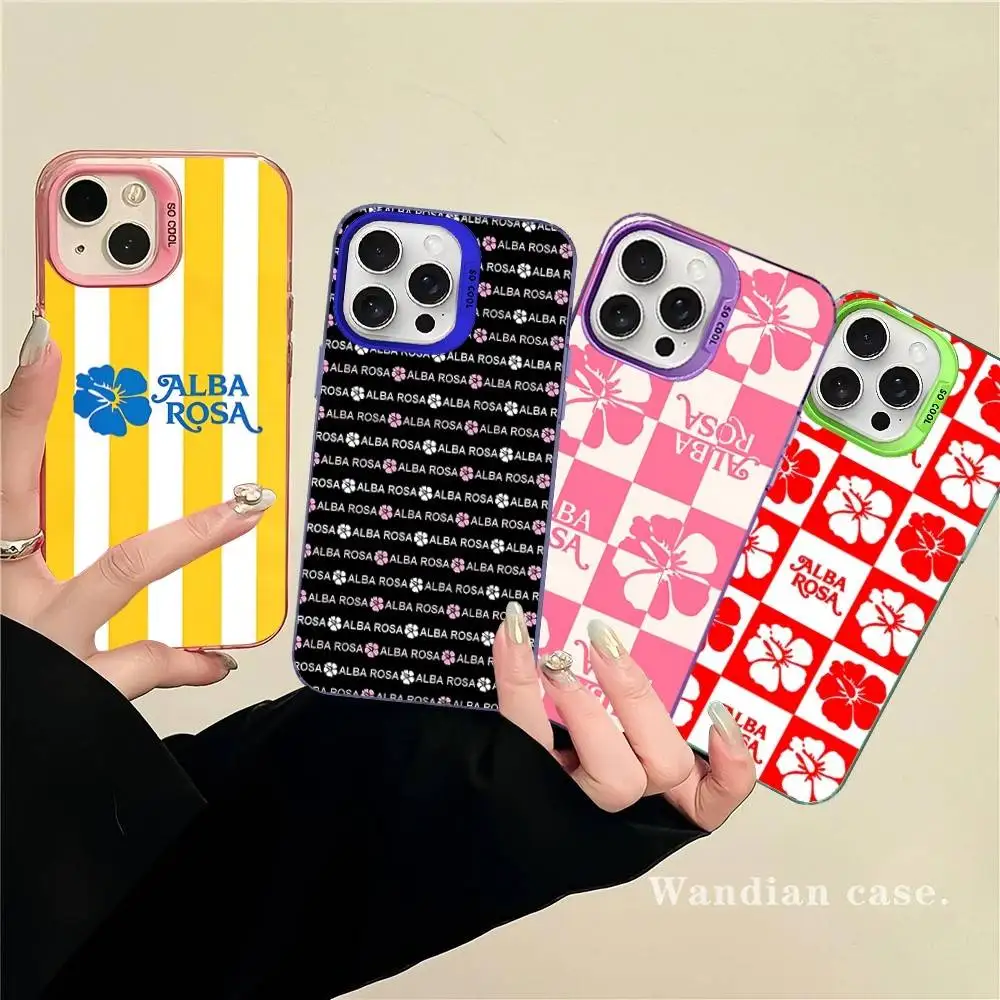 Funda de Teléfono Colorida A-ALBA R-ROSA para iPhone 17 16 15 14 13 12 11 Pro Max Plus Pro
