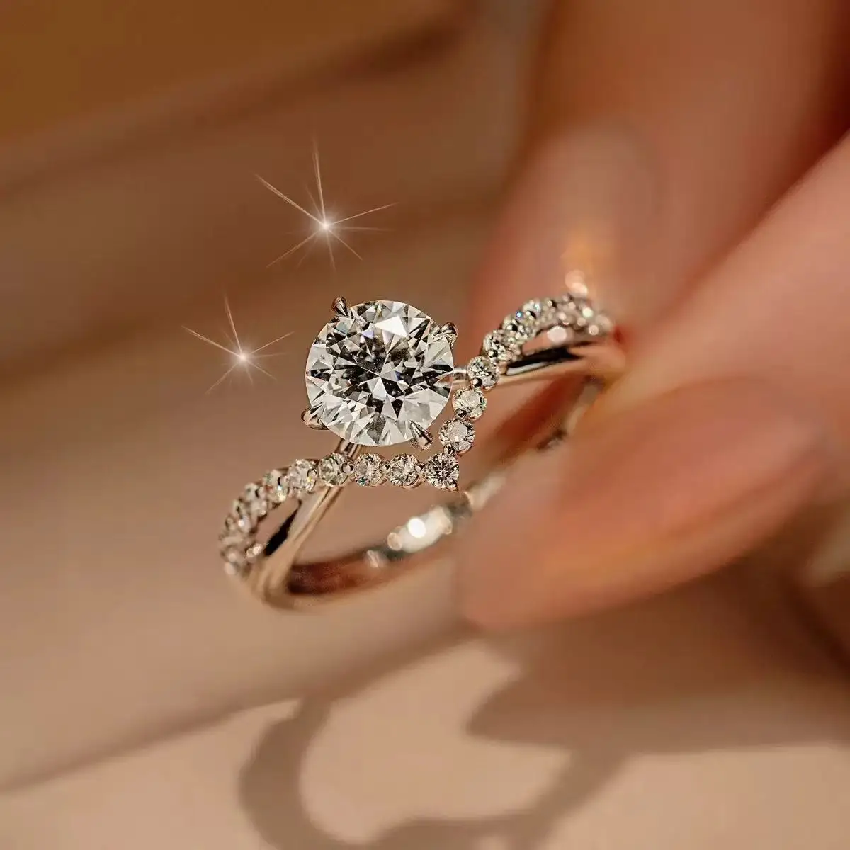 TEN CARATS 1CT Moissanite Ring for Women S925 Pure Silver VVS1 Laboratory Cultivated Diamond Engagement  Wedding Jewelry GRA
