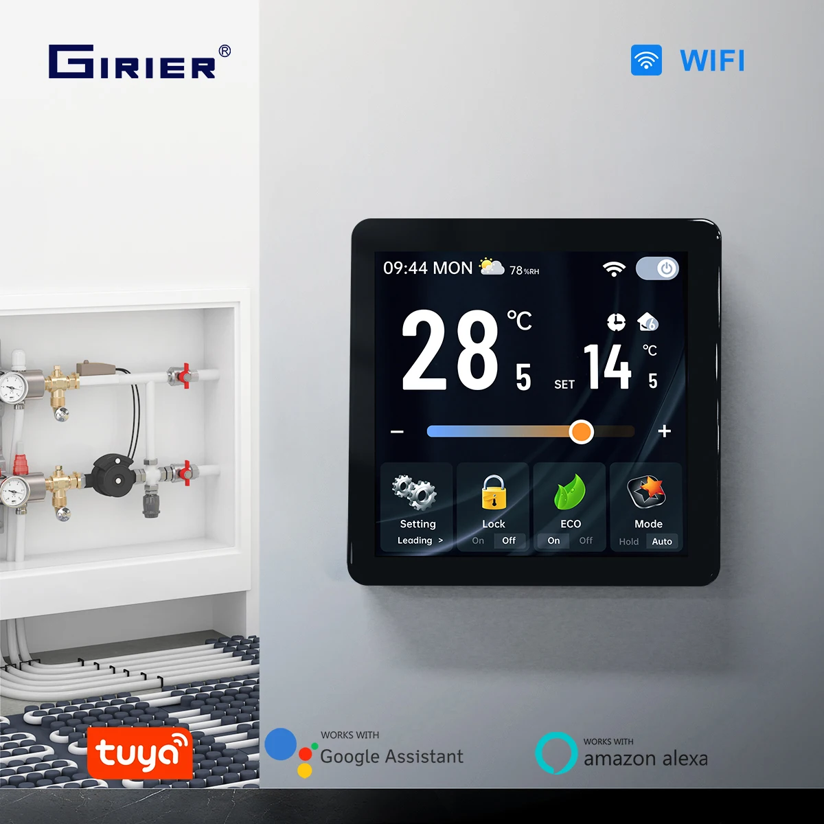 

GIRIER Tuya WiFi Thermostat TFT Screen Smart Temperature Controller for Water/Gas Boiler Electric Floor Heating Works with Alexa
