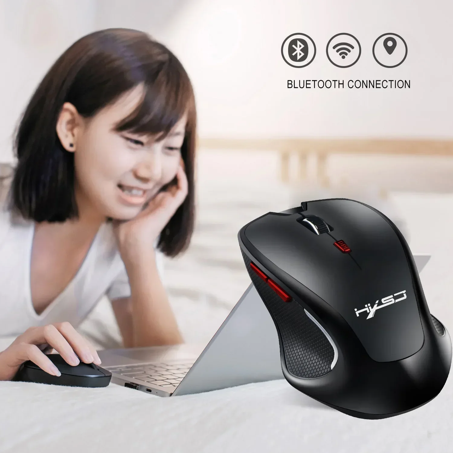 ZLRLMHY Ergonomic 6 Button Lightweight Gaming Office Laptop Mouse, Mini Optical Wheel T21 2.4G Wireless Mouse