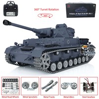 HENG LONG 1/16 Radio Controlled Tank 7.0 Customized Panzer IV F2 3859 Metal Tracks Wheels RC Vehicle Toys for Boys TH17401