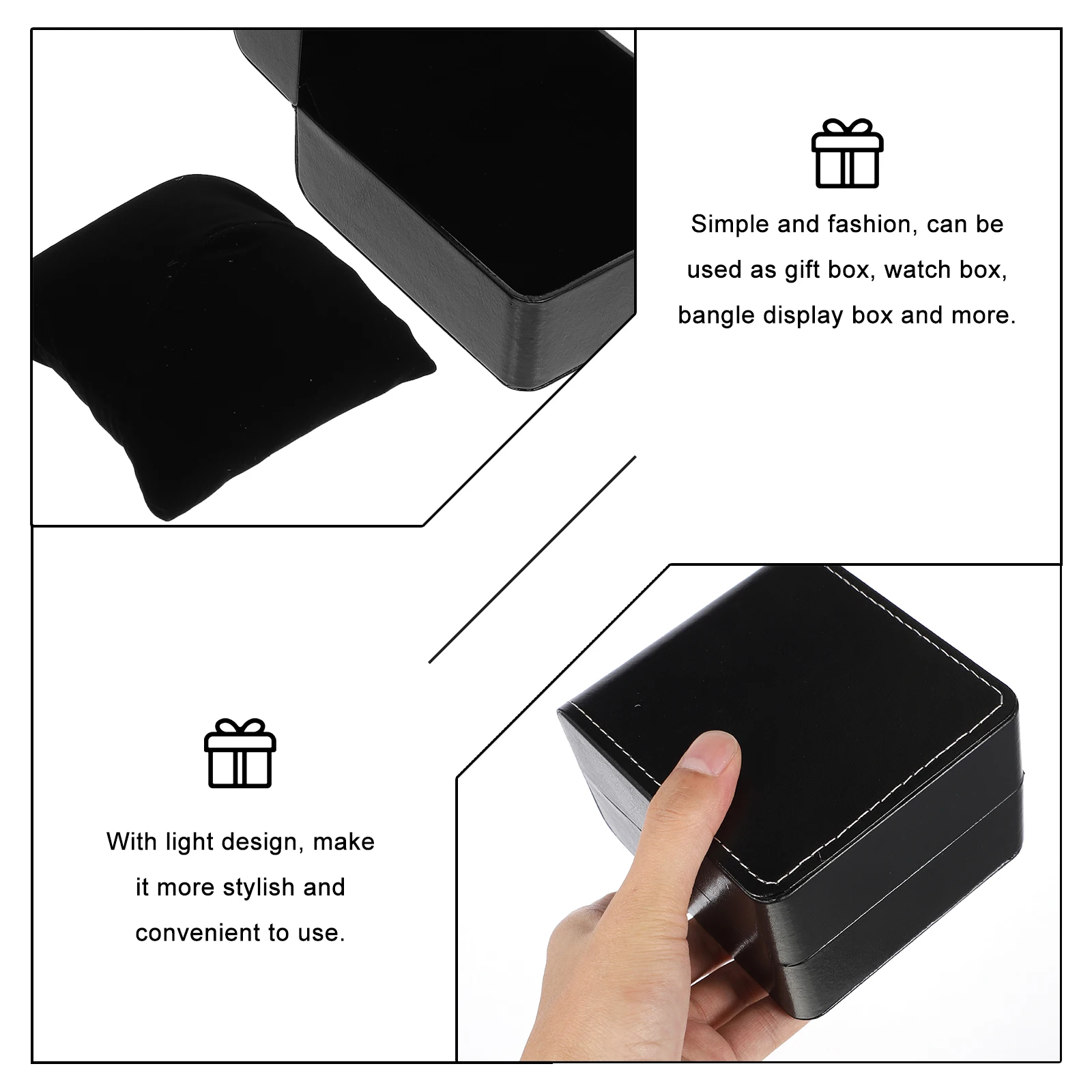 

2 Pcs Watch Box PU Velvet Gentle Material Lightweight Compact Travel Home Use Multi function Men Wooden Protective