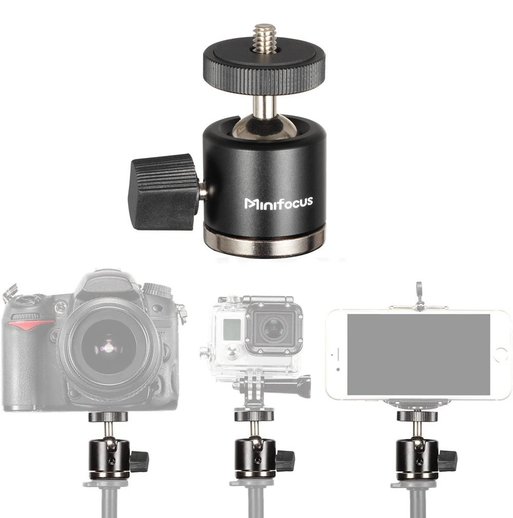 DSLR 카메라 삼각대 모노포드 조명 스탠드용 미니 볼 헤드 어댑터, 360 ° 회전 가능, 90 ° 틸트식, 최대 하중 6.6 lbs