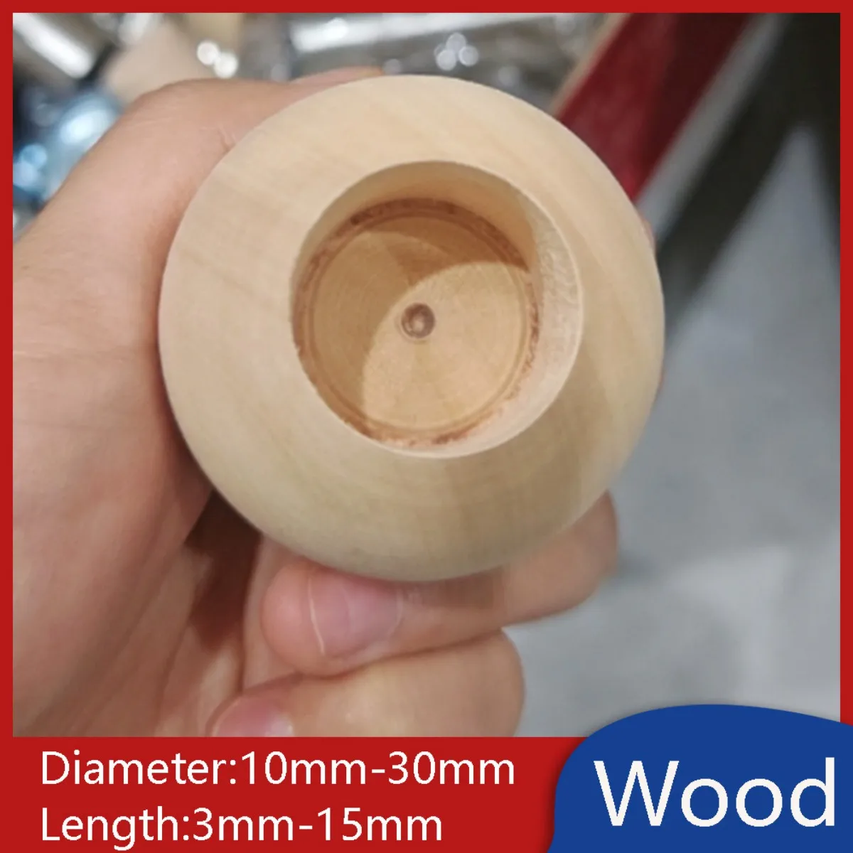 Blind-hole Wooden Ball Doorknob Wood Sphere Suitable for DIY Handle End Cap 10mm-30mm Diameter with 3mm-15mm Hole Diameter