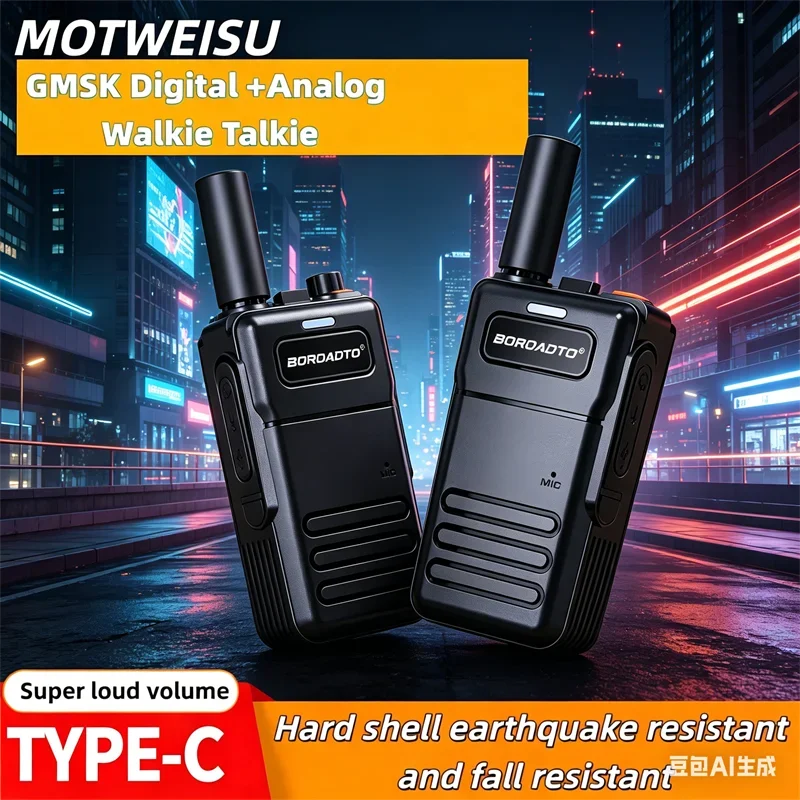 2Pcs Mini Portable UHF Walkie Talkie Set 16 Channels 400-470MHz Baofeng Style Two-Way Radio Long Range Rechargeable Communicatio
