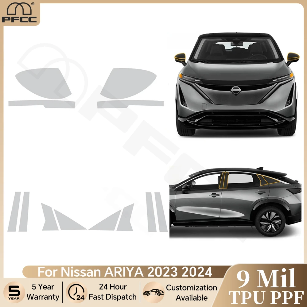 

Car Headlight Rearview B C Pillars Film TPU Paint Protection Film Pre-cut PPF For Nissan ARIYA 2023 2024 Anti-scratch Clear Kit