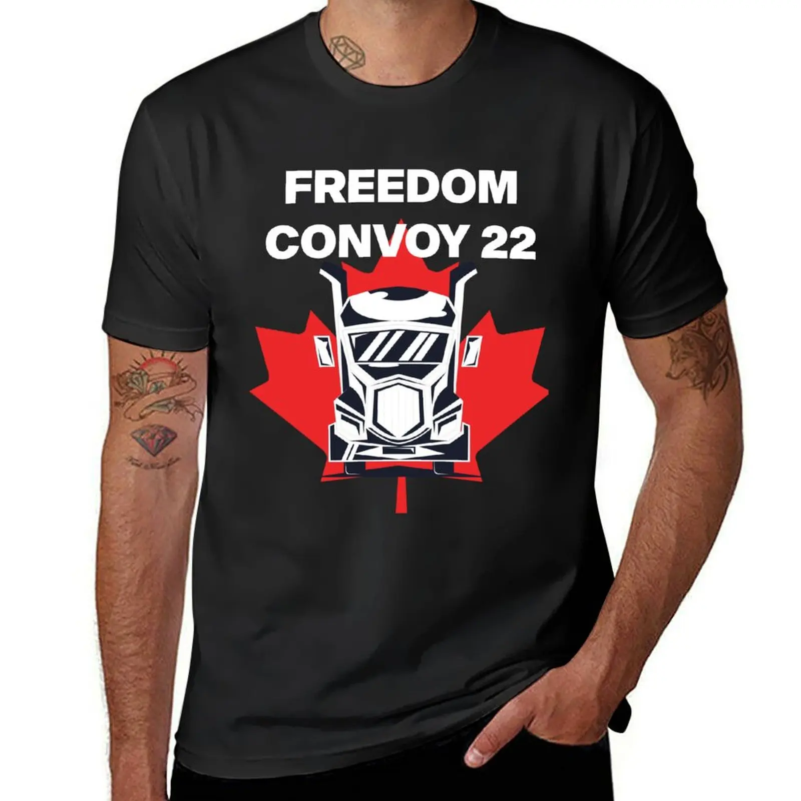 Canada Freedom Convoy 2022 Canadian Truckers T-Shirt animal prinfor boys summer top for a boy plain black t shirts men