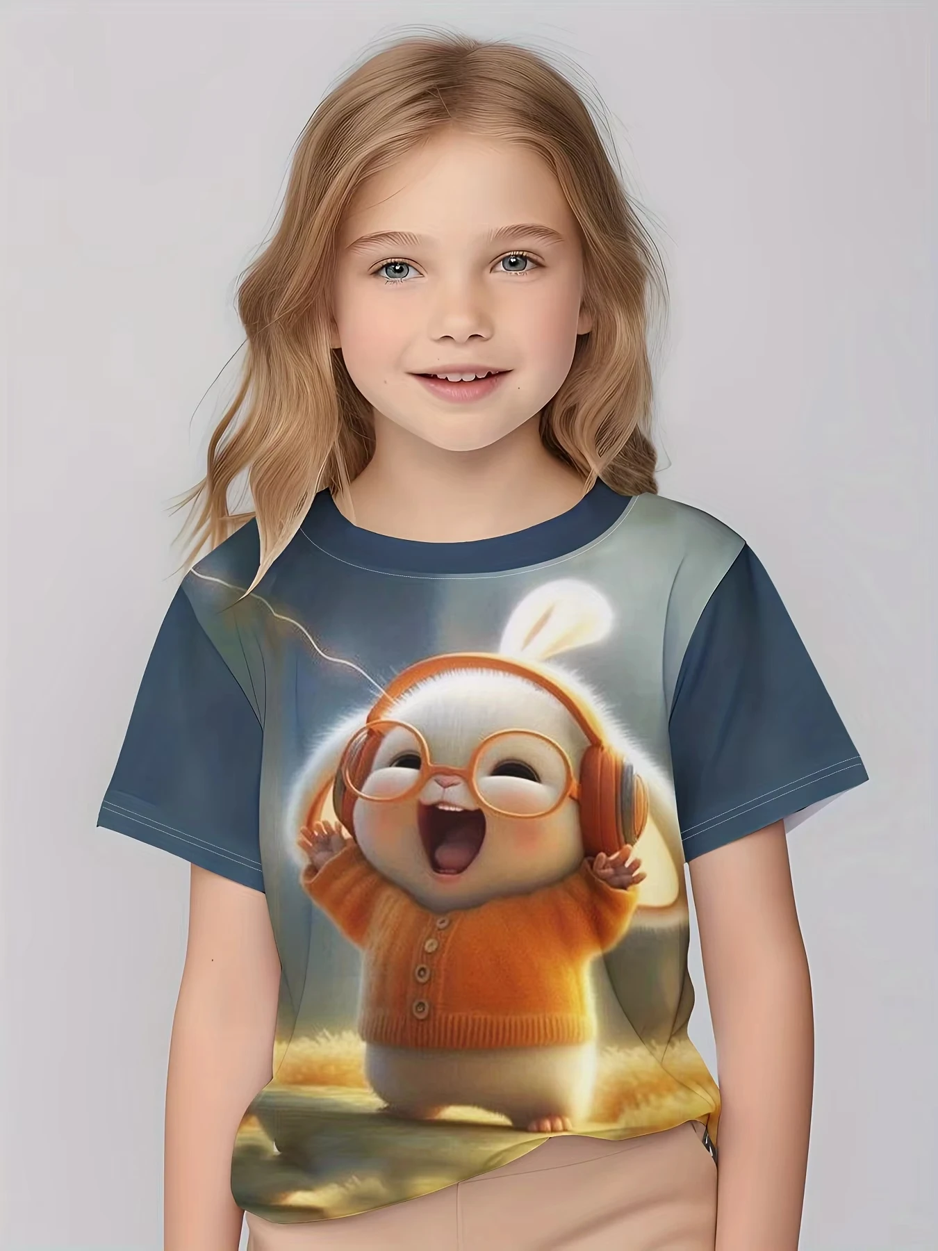 Kinderkleidung Mädchenkleidung Kurzarm Mädchen T-Shirt Kawaii Tiere 3D-Druck Tops Kinder Sommerkleidung Babykleidung 2-10 Jahre – Detail 5