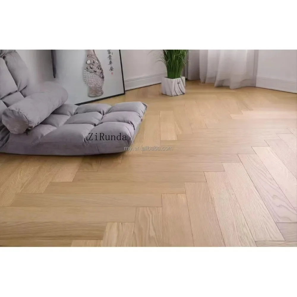 Versión personalizada del piso de madera de ingeniería en espiga, piso de roble blanco parquet de moda