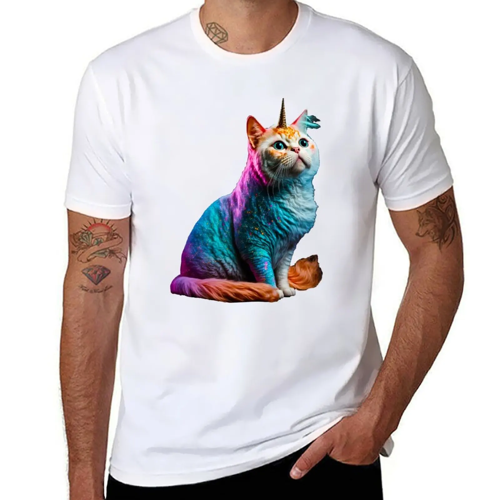 

a cute unicorn cat T-Shirt t shirt man cotton man t shirts cotton T-Shirt