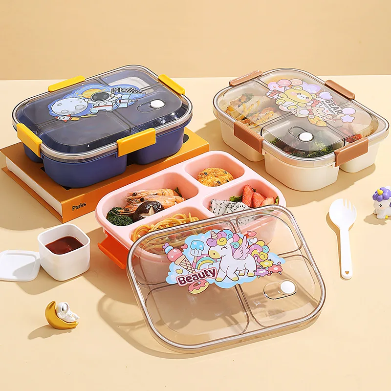 Student Lunch Box, Children\'s Cartoon Pattern Lunchbox Kids School, Outdoor Bento Box, Instagram Style, Can be Microwave Heated