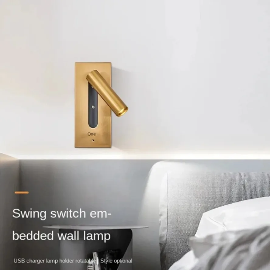 Modern LED Wall Lamp Iron Art Simple Embedded Reading Wall Lamp Living Room Bedroom Balcony Decorative Lamp with USB Interface