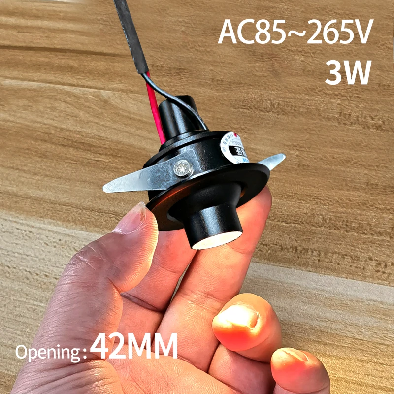 Mini foco empotrable de 42mm, luz LED de techo de 3w, 110 voltios, 220V, luz descendente pequeña antideslumbrante para interiores con juego de