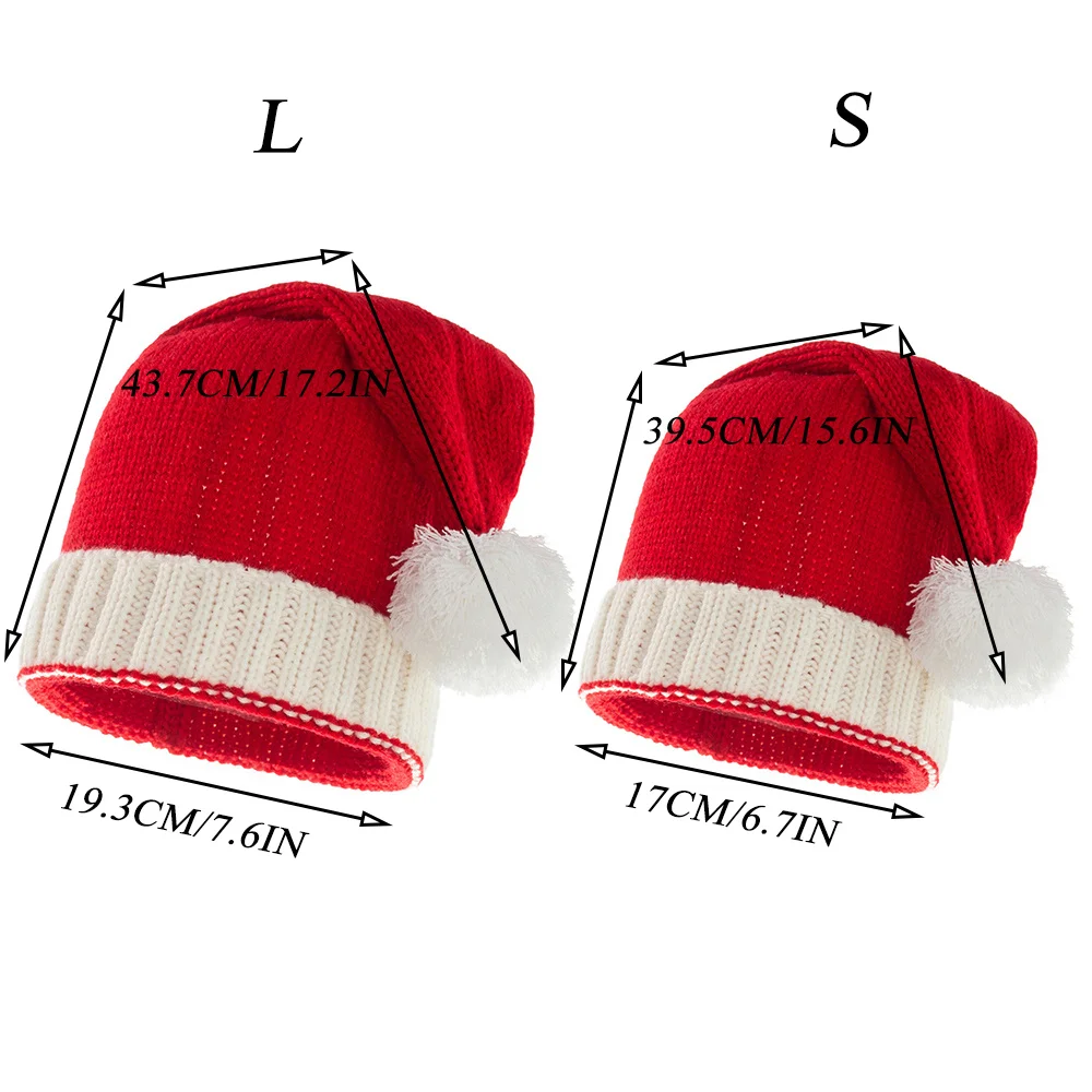 Santa Knit Hat For Adults Kids Christmas Knitted Hat Warm Funny Beanie For Women Xmas Hat Christmas New Year Gifts